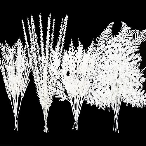 Sea Team 36-Pack Artificial Glitter Pine Twigs, Spruce Stem Ornaments, Decorative Fern Sticks...