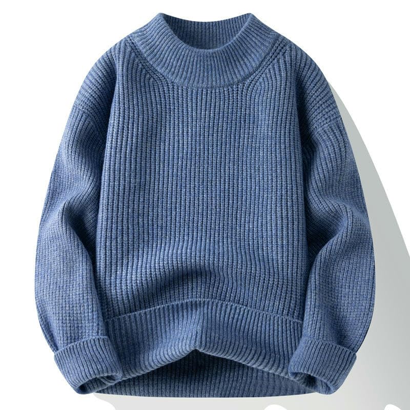 USTZFTBCL Men's Autumn Winter Trendy Versatile Thickened Loose Solid Color Knit Sweater2