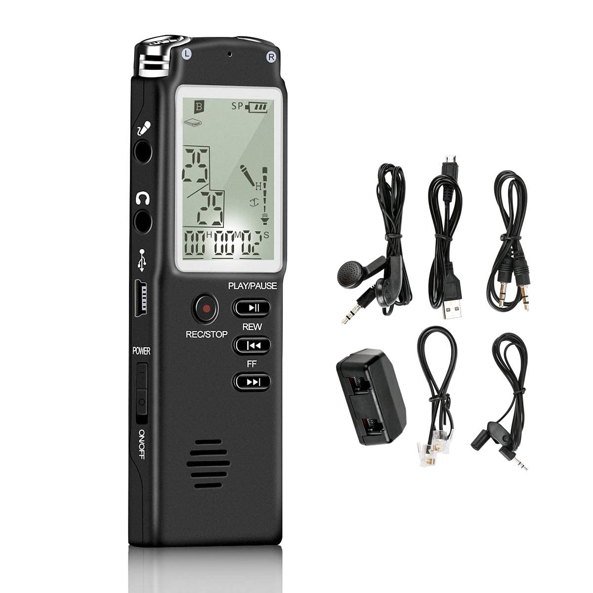 Digital Voice Recorder, 8 GB Voice Activated Recorder with Playback Microphone Portable Voice Recorder USB Rechargeable MP3 Player-picture-12