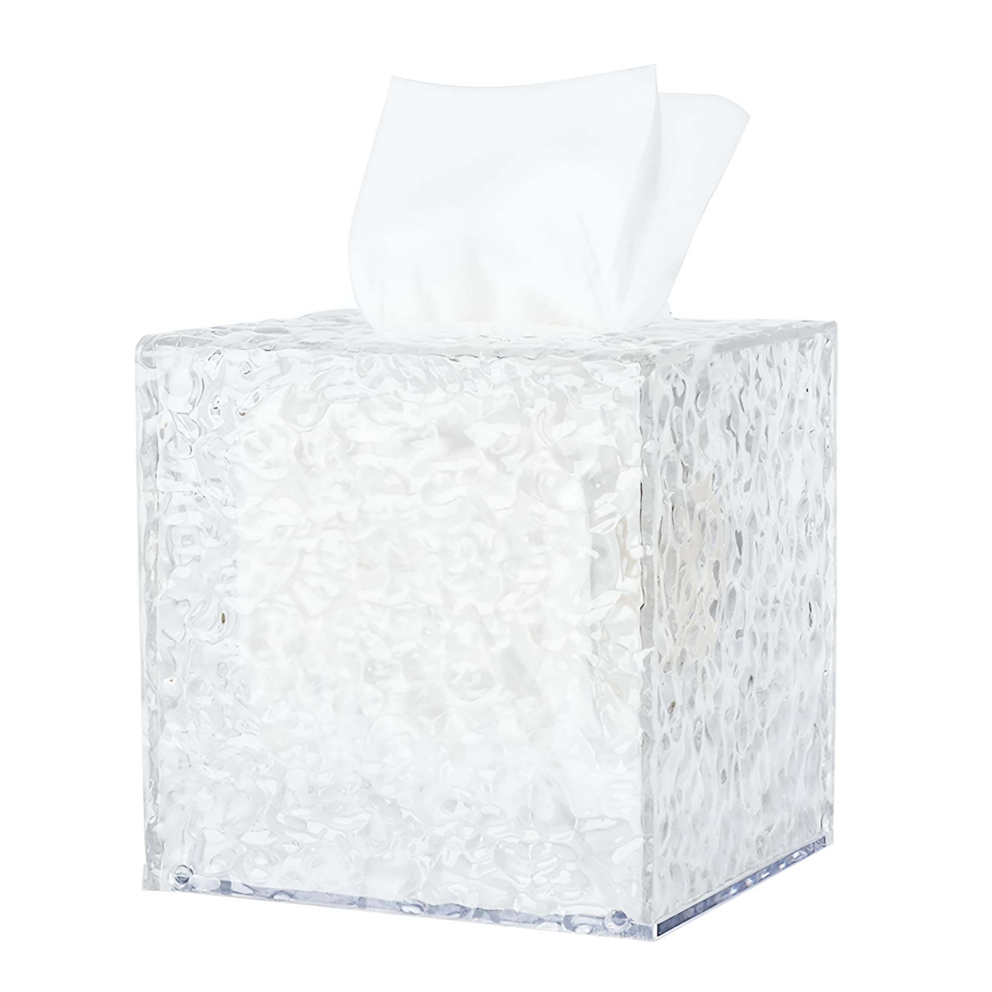 Water Cube Acrylic Tissue Box,Tissue Dispenser Box,Clear Tissue Box Clear Water Ripple Rectangle Cube Tissue Storage for Bathroom Kitchen and Office Desk Creative Ins Style Tissue Box with Lid