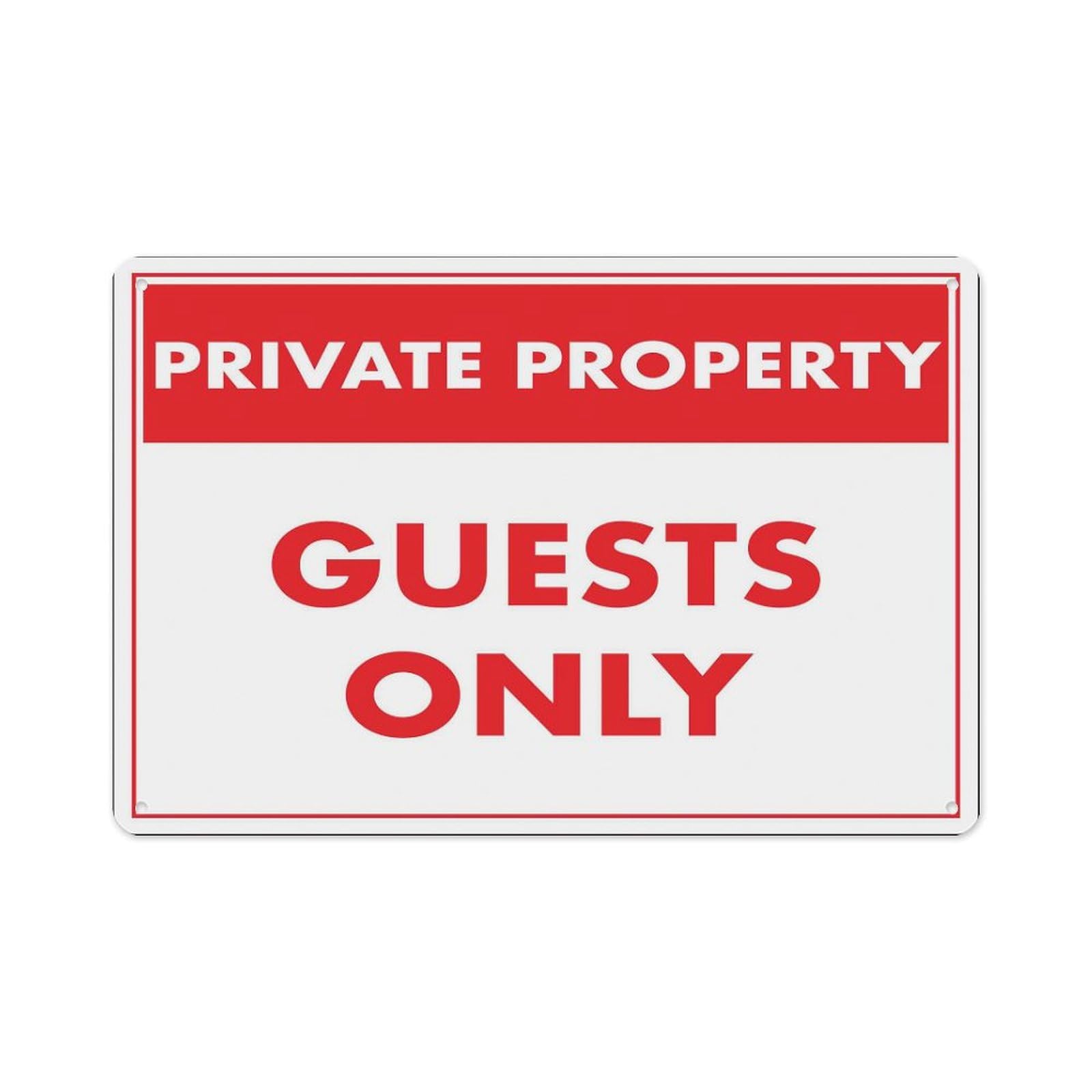 Peiyeety A01 Private Property Guests Only Red Sign Aluminum Tin Warning Signs For Home Outdoor Garden 8X12 Inches