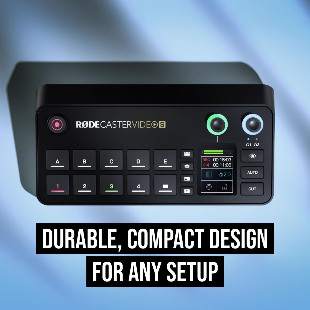 RØDE RØDECaster Video S – Video switcher per podcast e interfaccia audio – multi-camera, 4 ingressi video (HDMI e USB), 1080p60, scene da più sorgenti