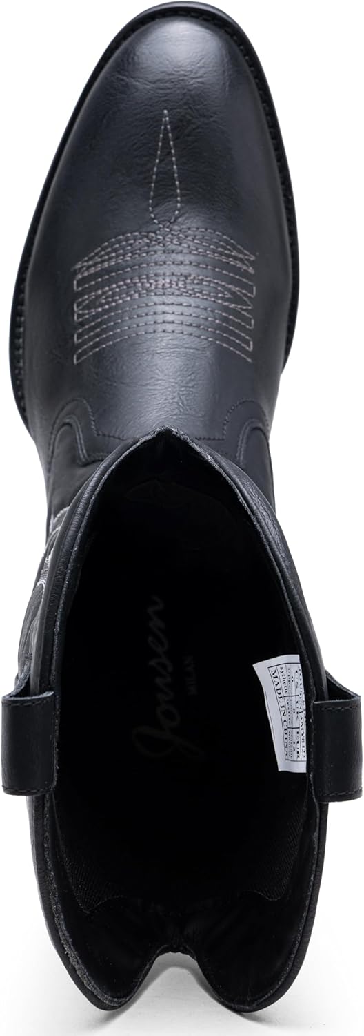 Jousen Cowboy Boots For Men Round Toe Western Slip Resistant Pull on Boot Retro Short Botas