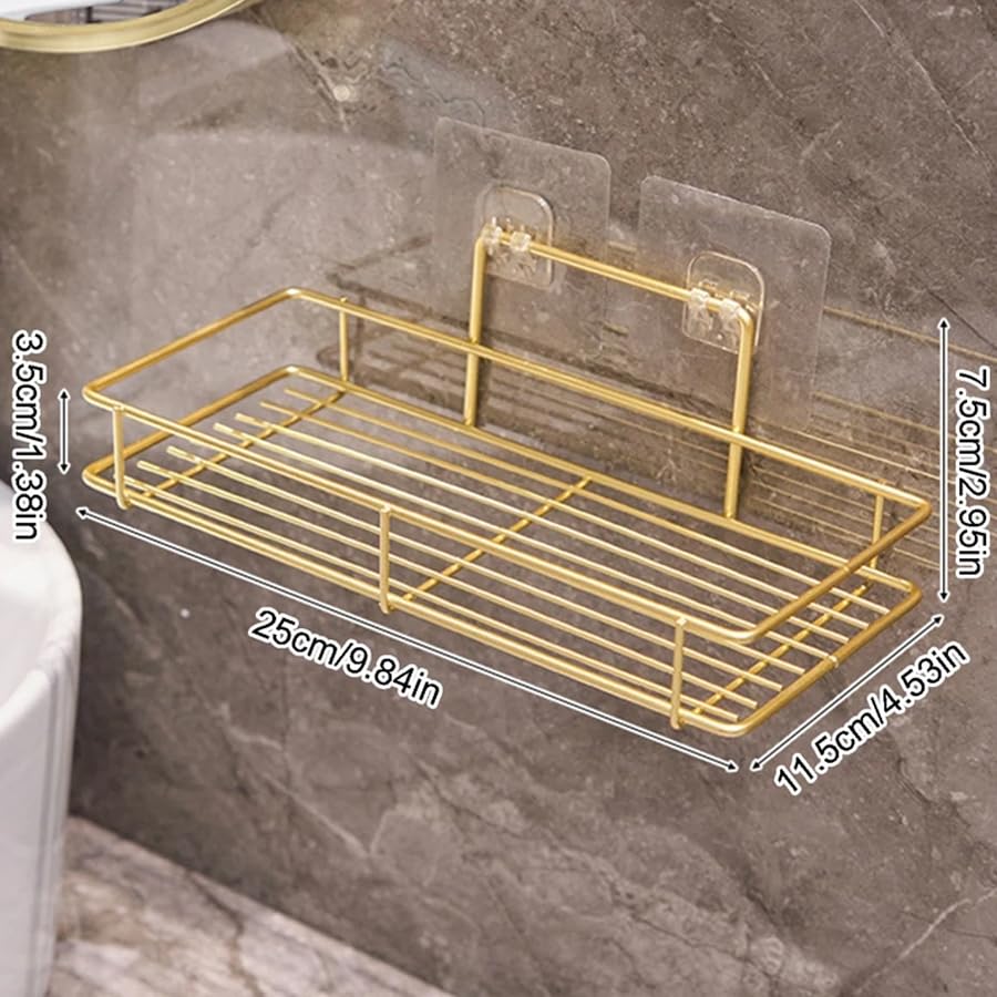 ARFUKA Floating Shelves Wall Mounted Shelf Bathroom Shelves Over Toilet Wall Shelves for Living Room Bedroom Bathroom Storage Organiser Gold Pack of 2 - Image 4