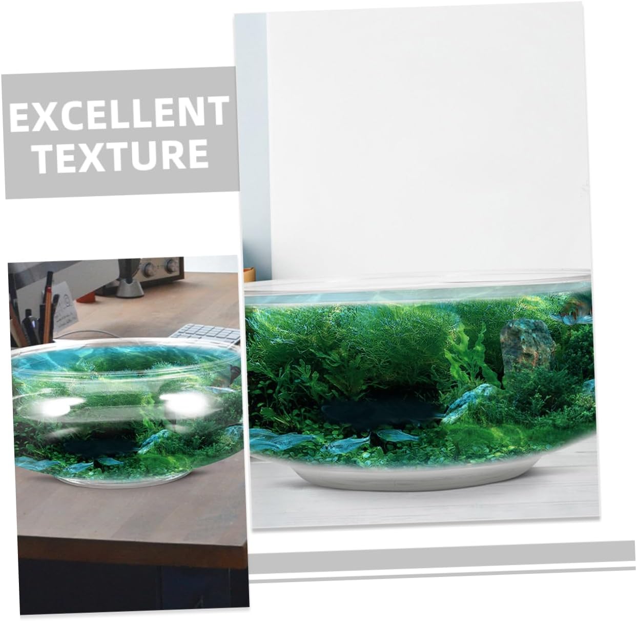 2pcs Transparent Round Fish Tank Small Aquarium Bowl Unbreakable Desktop Fish Bowl for and Turtles Office Decor Capacity