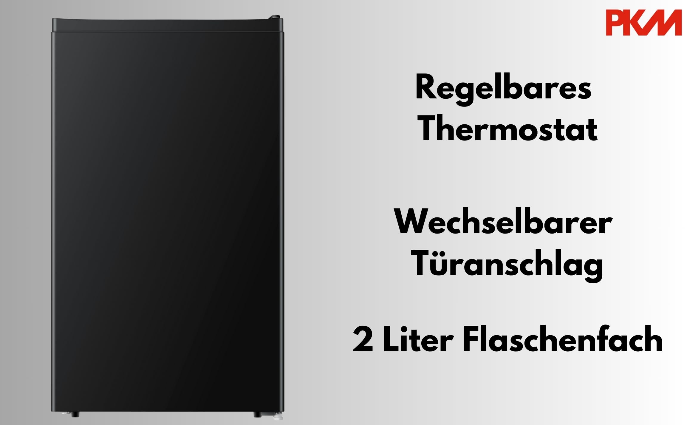 PKM KS93EB Réfrigérateur avec zone de stockage à froid | 94 l | Noir | Très silencieux avec 36 dB | Butée de porte interchangeable | 1 tiroir à légumes | Largeur 47,5 cm | Thermostat réglable | Classe