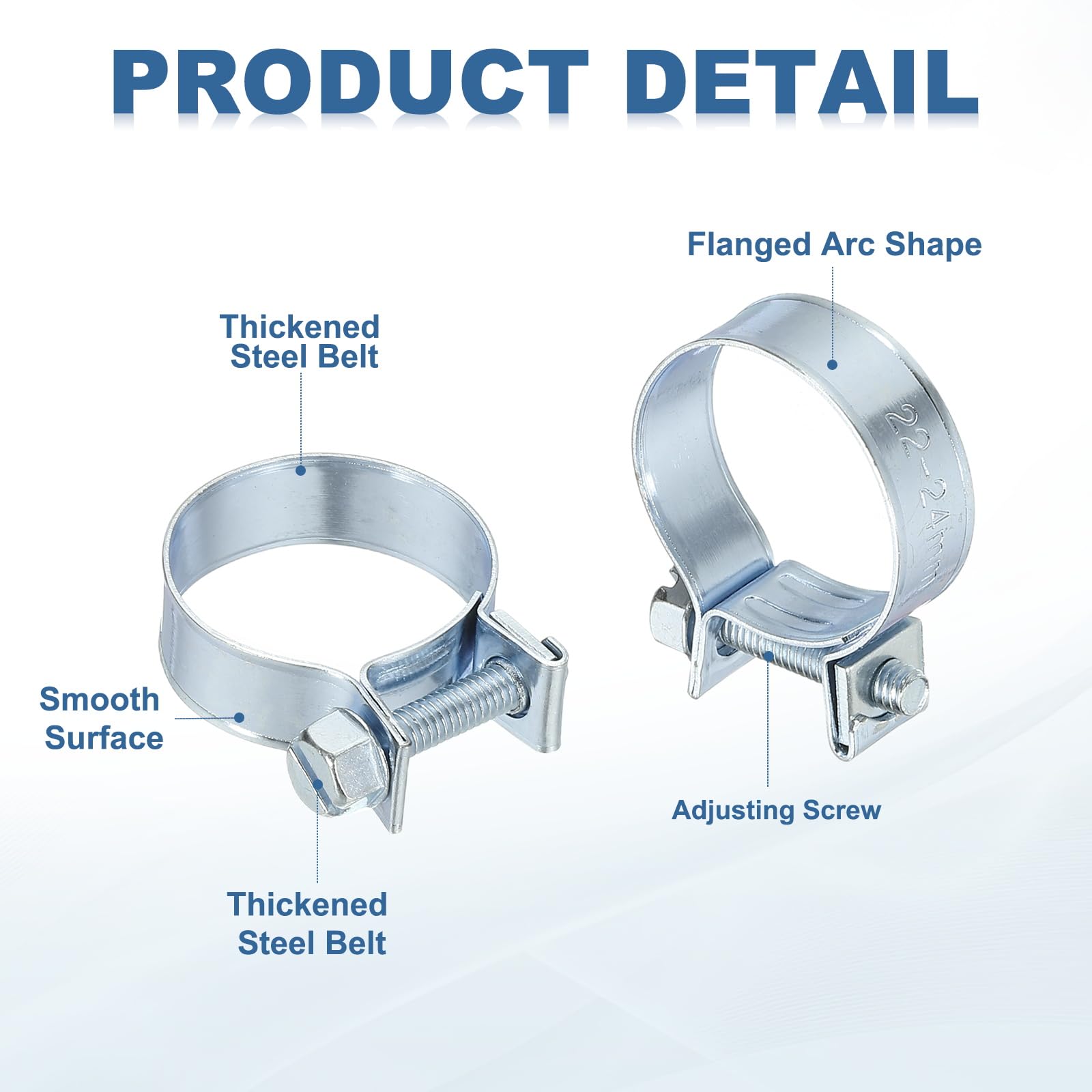 PATIKIL 10 Pcs 22-24mm Mini Fuel Injection Hose Clamps Zinc Plated Adjustable Clamp - Image 3