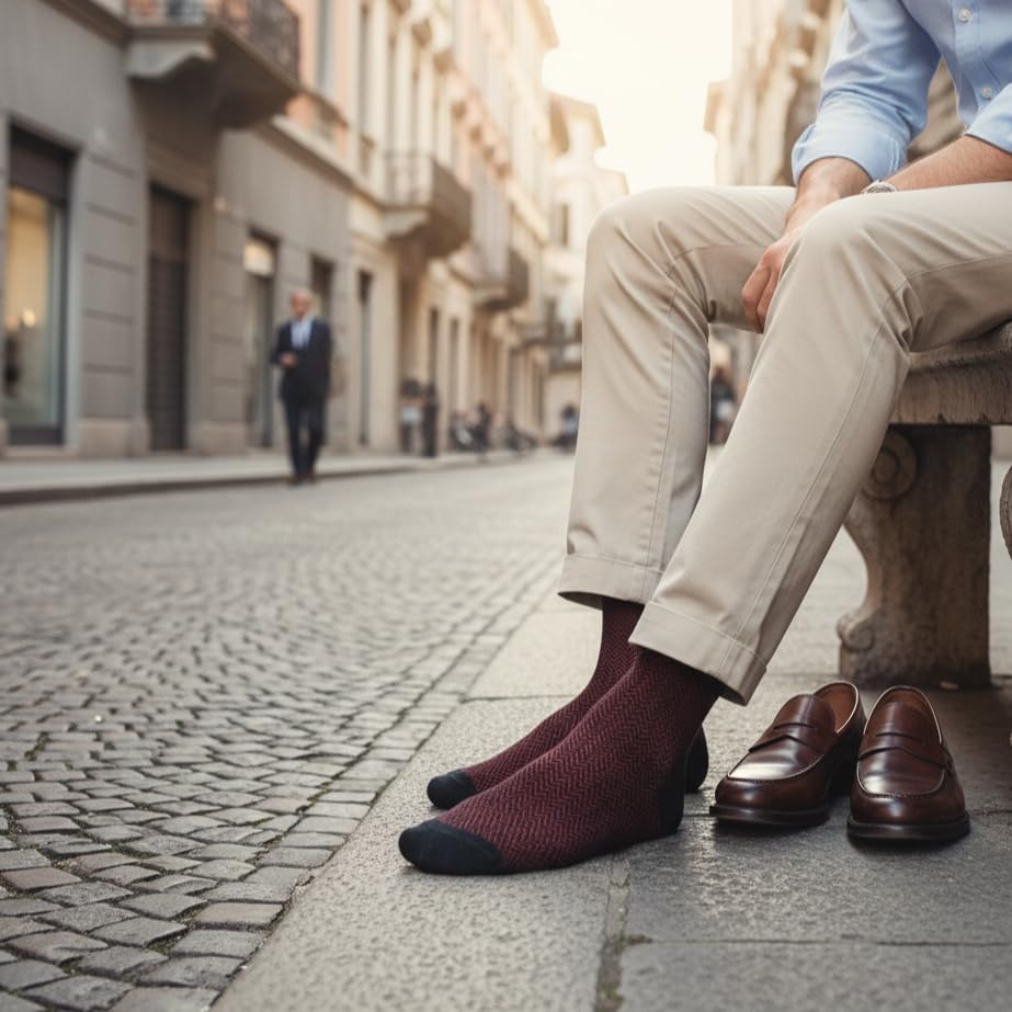 Image of The Sock Street Bamboo Crew Socks for Men Combo | Full Calf Length Premium Bamboo | Odour-Free, Breathable & Durable | Cushioned Base & Anti-bacterial | 3X Softer than Cotton Socks | Maroon