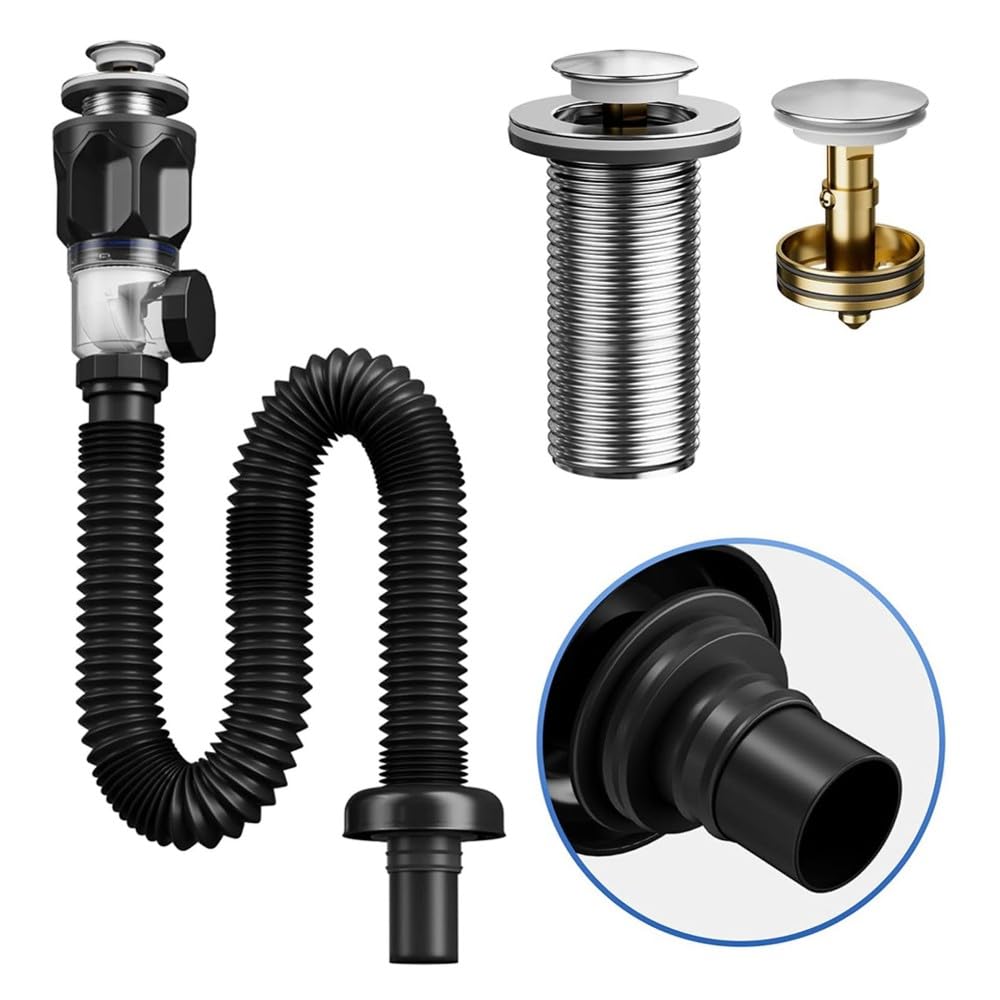 Tuidzljd Flexible Expandable P-Trap Sink Drain Pipe Tube Bathroom Sink Drain Kit Anti-Odor Drain System