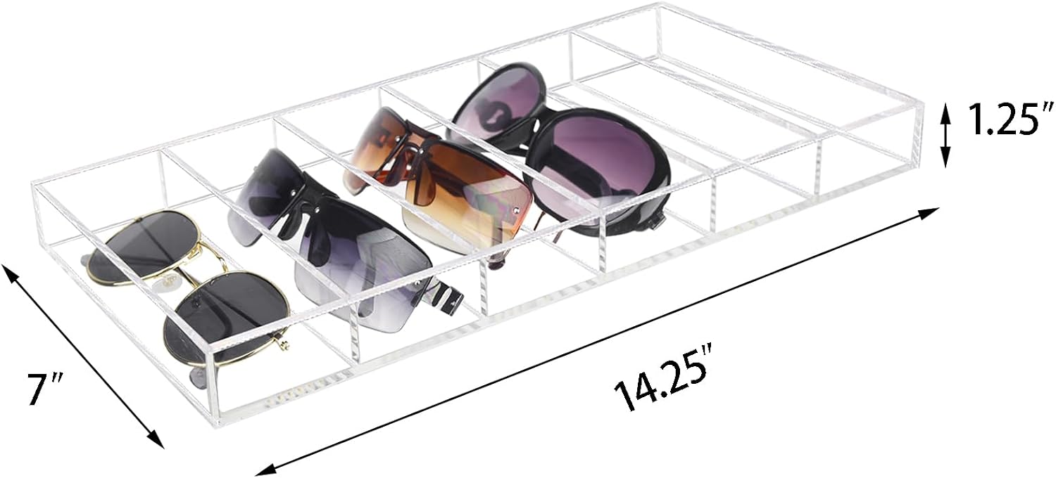 Acrylic Sunglasses Drawer Tray, Multi Glasses Organizer Case, 2 Pack
