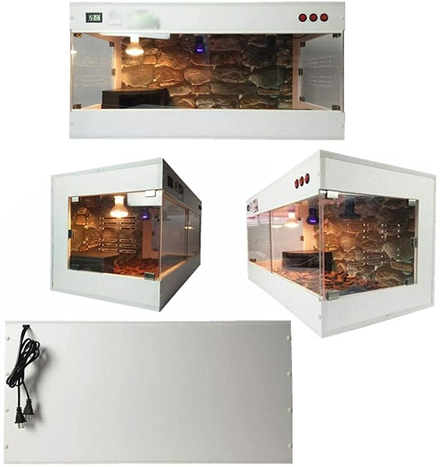 Grande terrario per rettili, spazioso habitat in vetro PVC con ventilazione e riscaldamento per lucertole, gechi, tartarughe, serpenti, ideale per allevamento e decorazione della casa