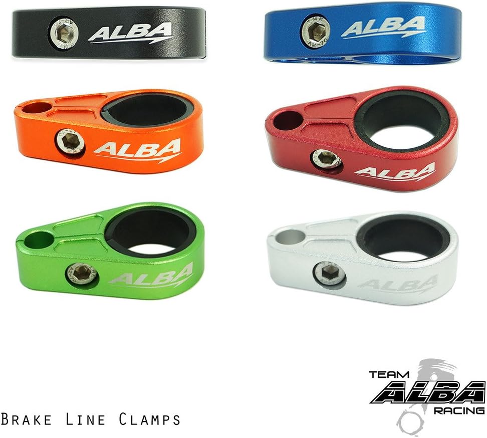 ATV Billet Brake Line Clamps for Aftermarket Brakelines Black by Alba Racing (Pair-Set of 2) Compatible with Yamaha YFZ 450, YFZ 450R, Raptor 700, 660, 250, 125, Banshee 350