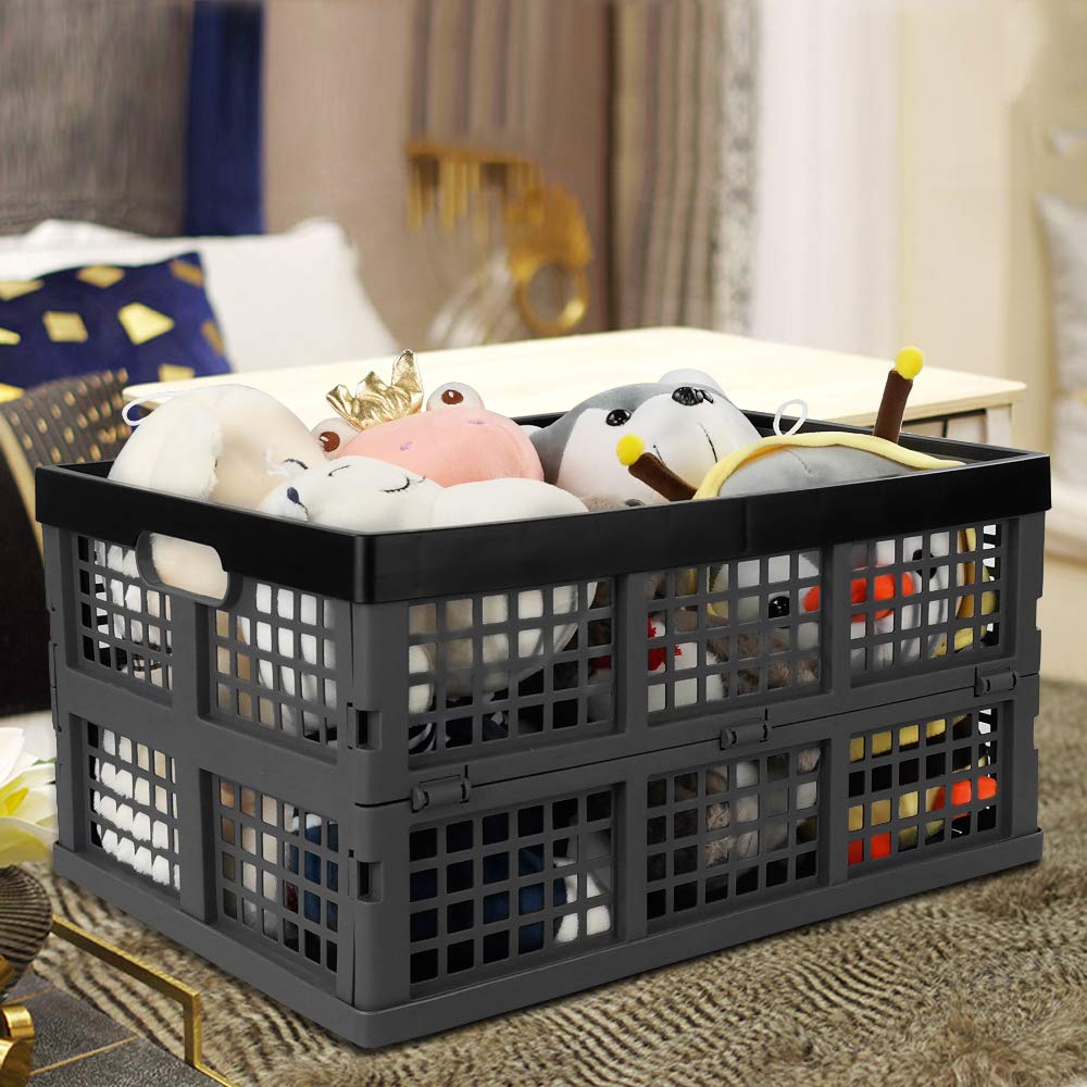 Lot De 3 Paniers Plastique Pliants 34,8x26,5x18,5 Cm - Caisses De Rangement Pratiques Caisse En Plastique Pliable Lot De 3 Paniers Plastique Pliants 34,8x26,5x18,5 Cm - Caisses De Rangement Pratiques Caisse En Plastique Pliable