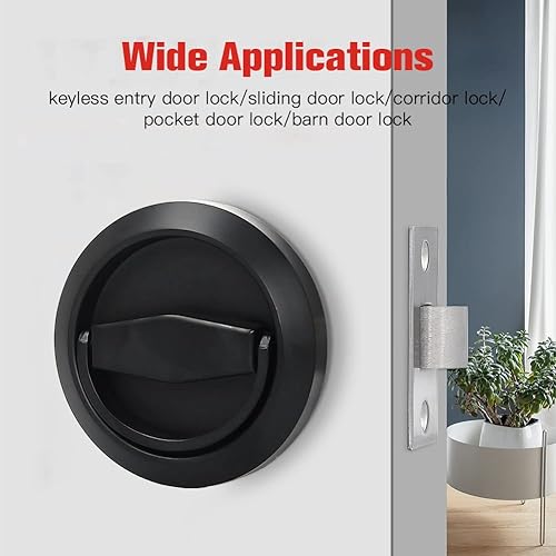 Miniatura 2 de Tirador de puerta de bolsillo de privacidad negro con cerradura Cerradura de puerta deslizante 304 Perillas de puerta de acero inoxidable Manija de