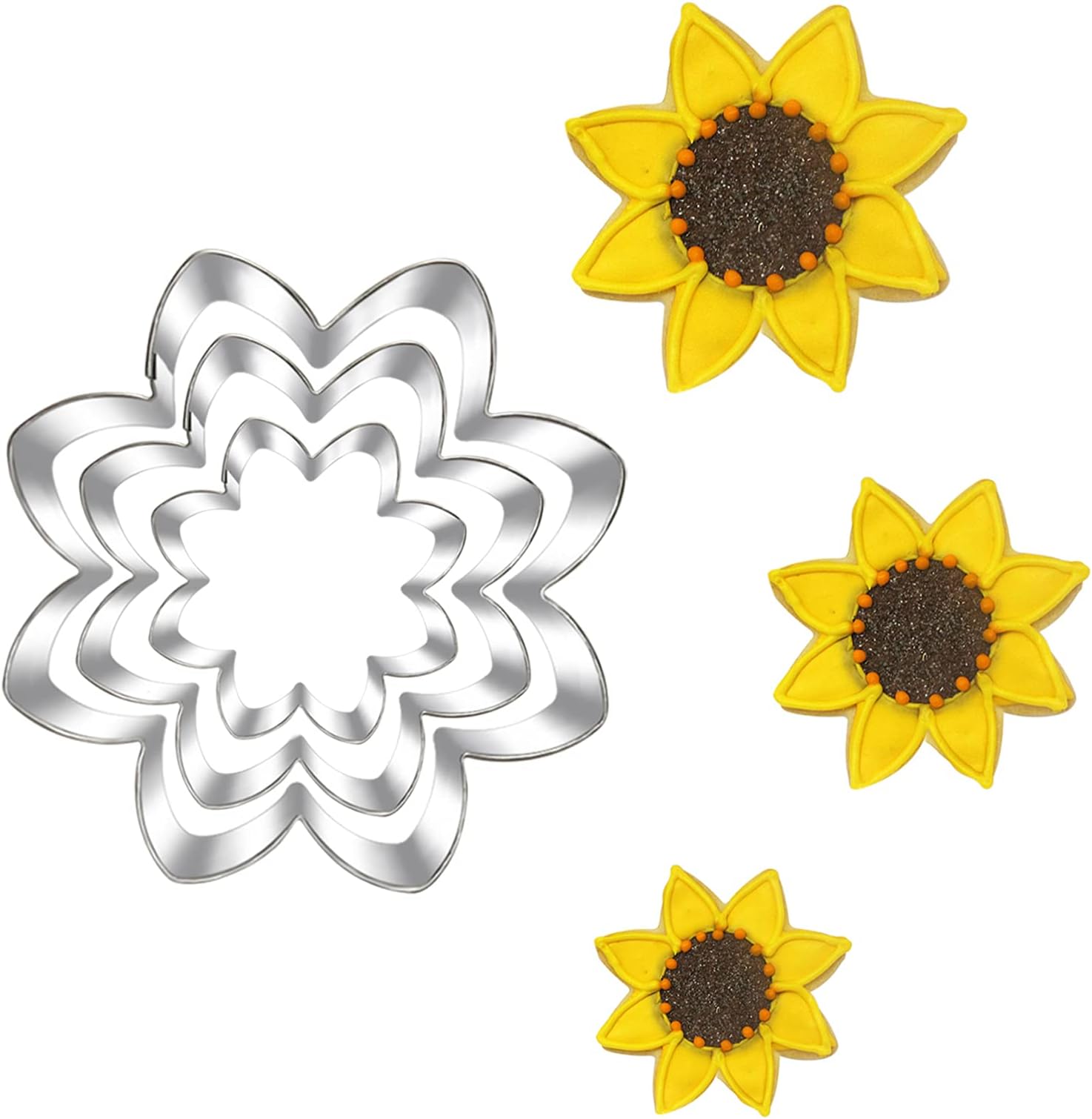 Sunflower Cookie Cutter SetSize 3.8" 3.1" 2.6"3 Piece