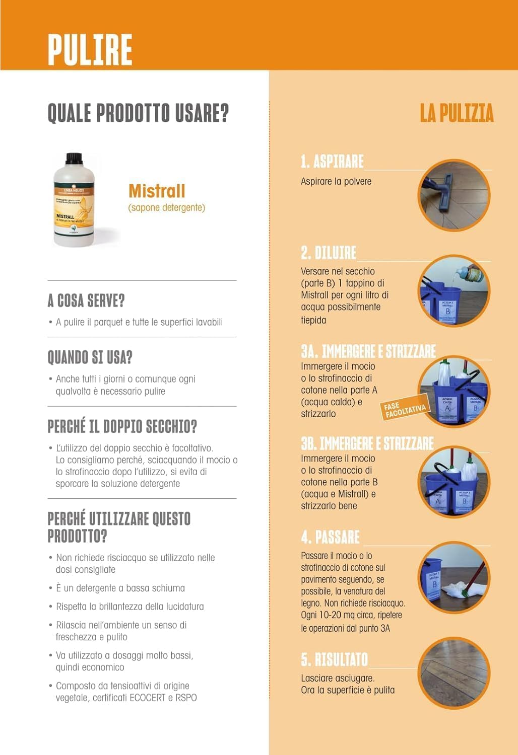 MISTRALL LIMONE Detergente Multiuso per la Pulizia del parquet Verniciato, Flacone da 5L.