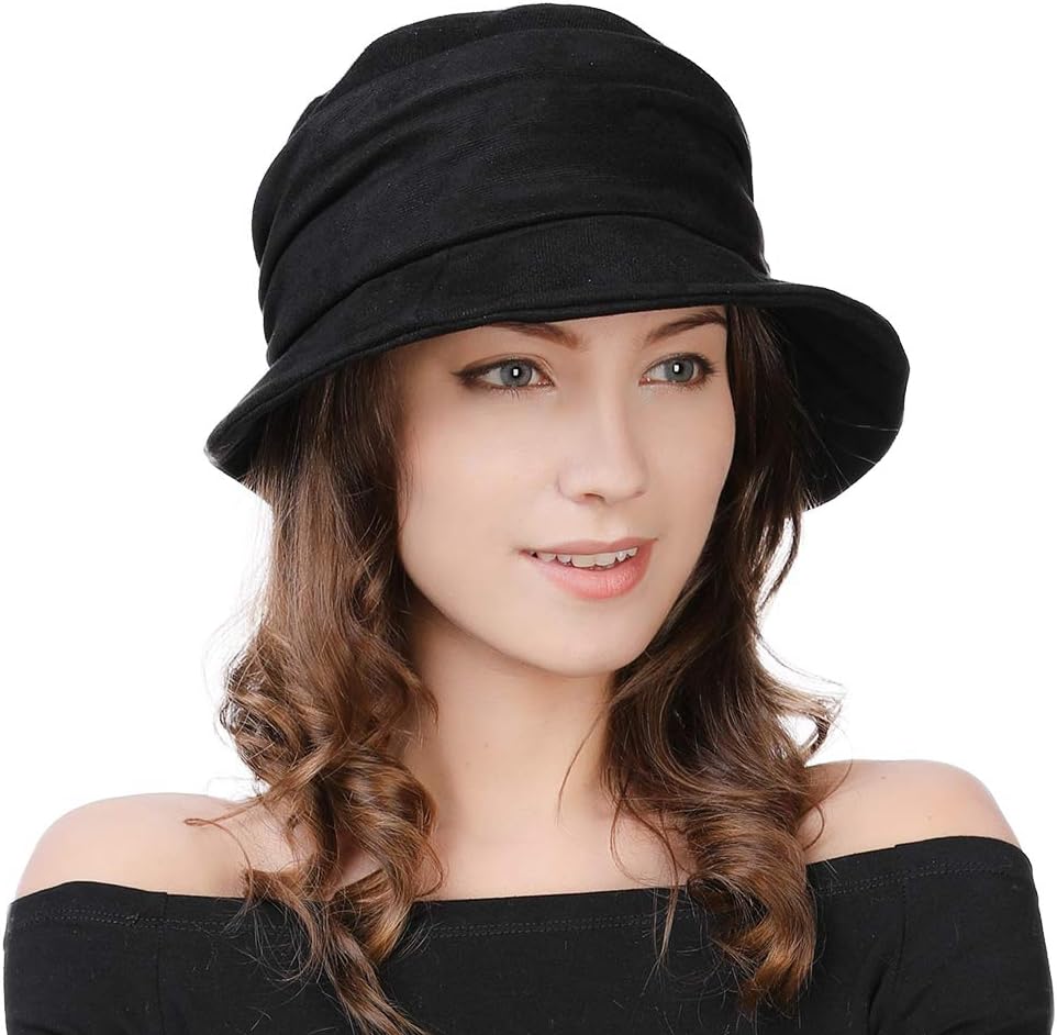 Comhats Women's Black Cotton Bucket Hat - Medium, Casual, Winter, Sun Protection, Breathable, Wide Brim