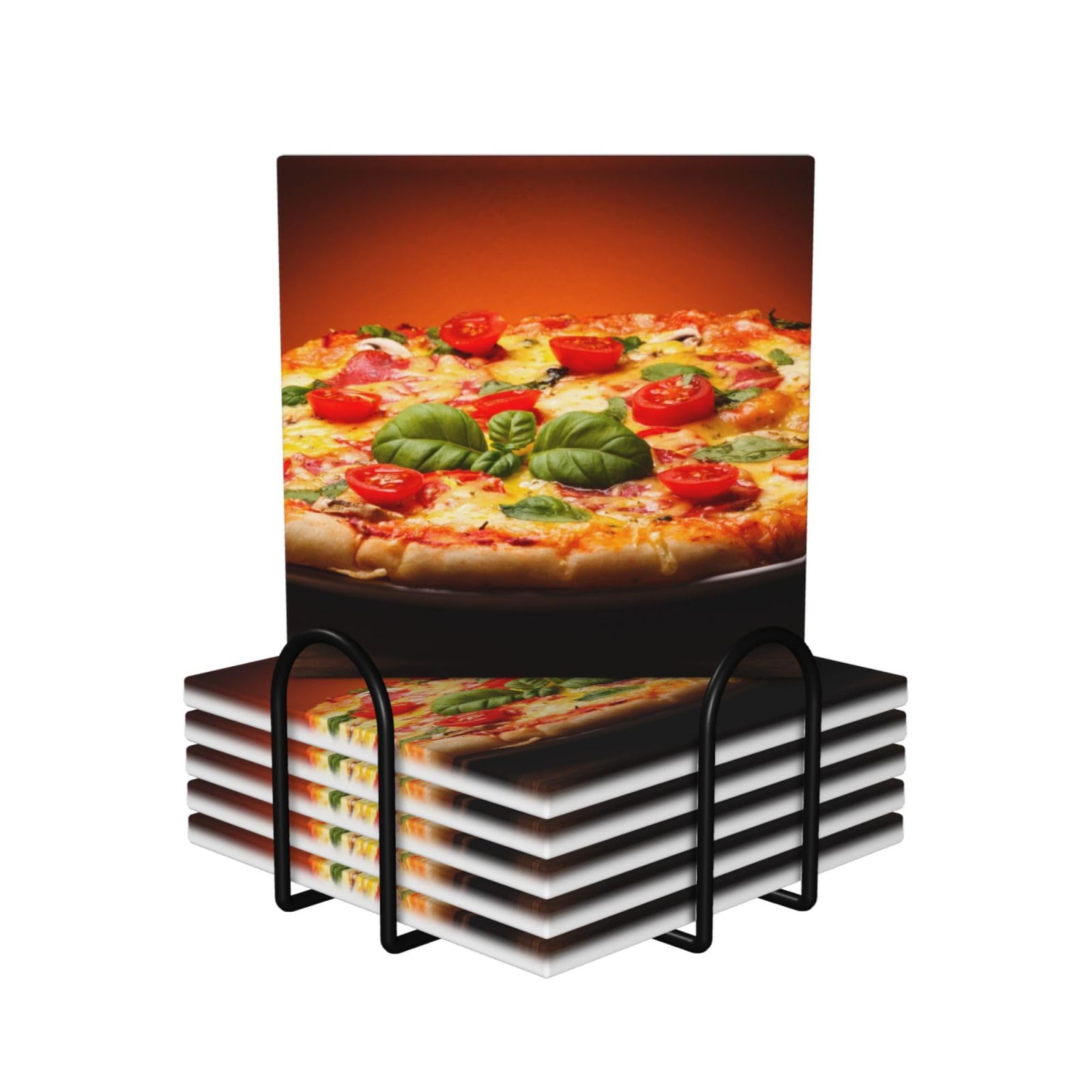 Sous-verres à pizza en céramique absorbante, cadeau de pendaison de crémaillère idéal