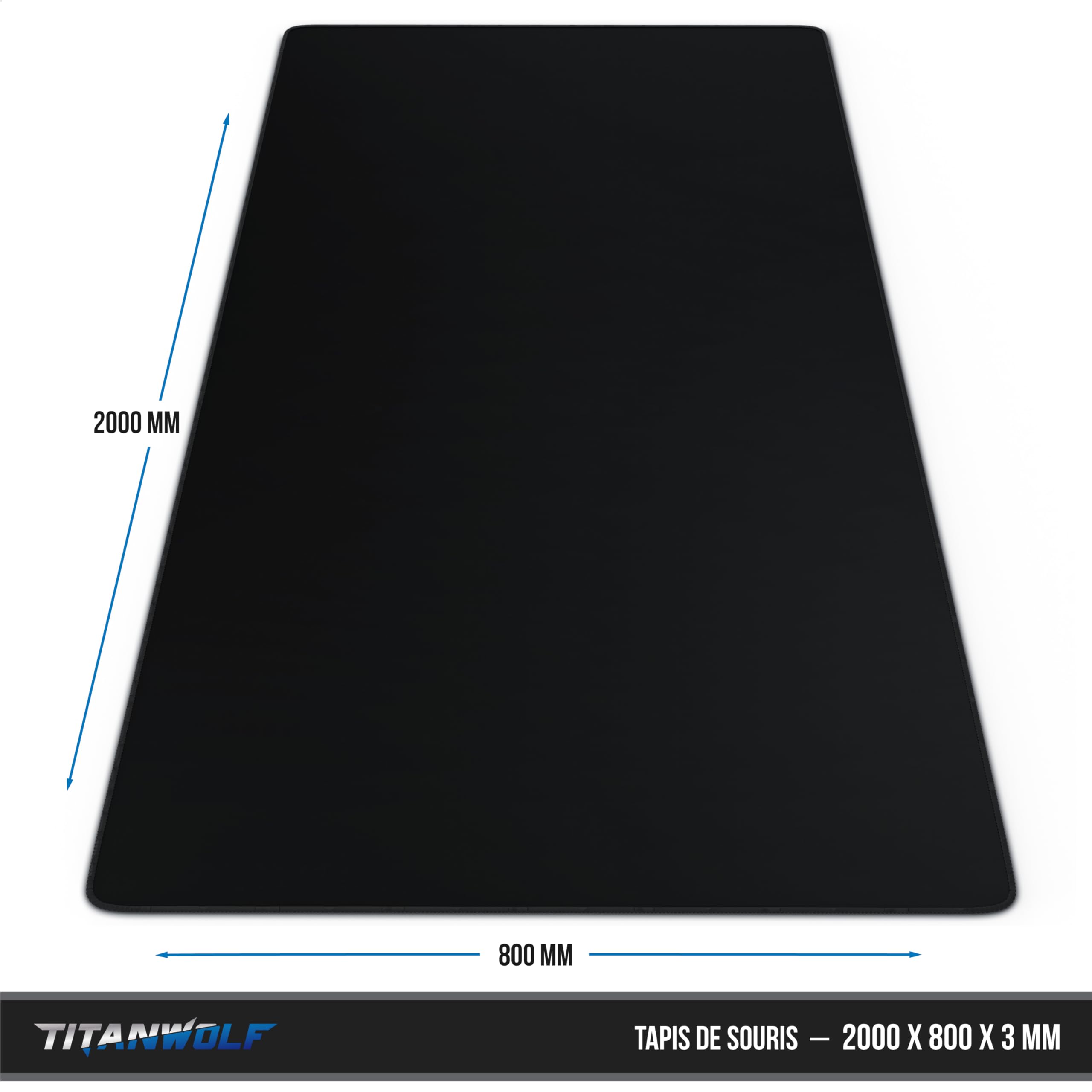 TITANWOLF - Tapis de Souris Gaming XXL 2000x800mm - Mouse Mat Extra Large XXXL 200x80 cm – sous-Main Bureau Gamer en Tissu - Haute précision et Vitesse - pour Souris et Clavier Roccat Razer Logitech