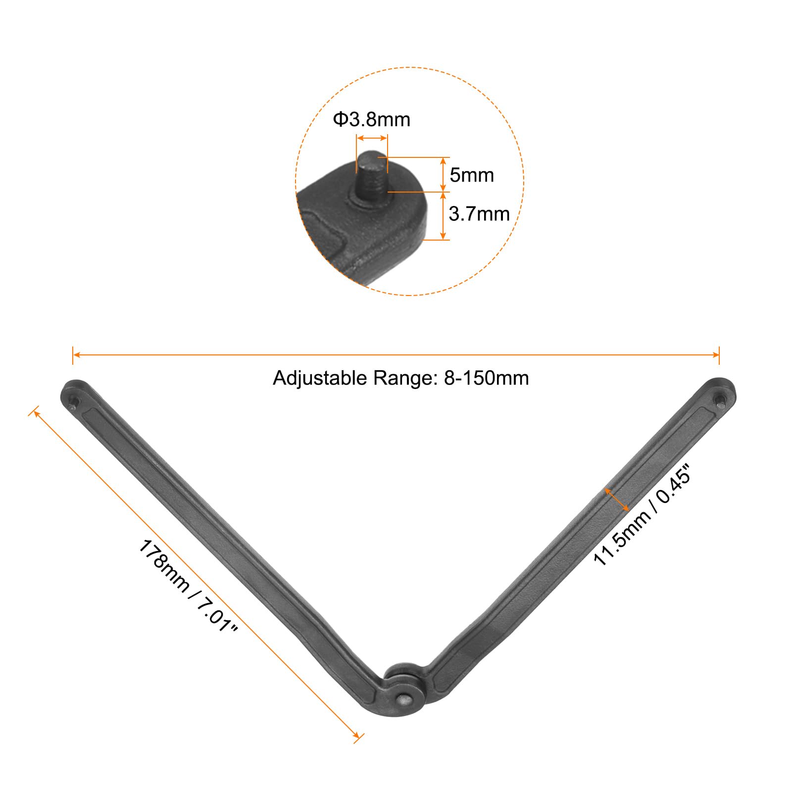 HARFINGTON Universal Adjustable Angle Grinder Wrench 4mm Span Diameter CR-V Adjustable Face Spanner Wrench Pin Pliers for Round Nuts Plier Set Drilled Holes Lock Nut Rings, Black