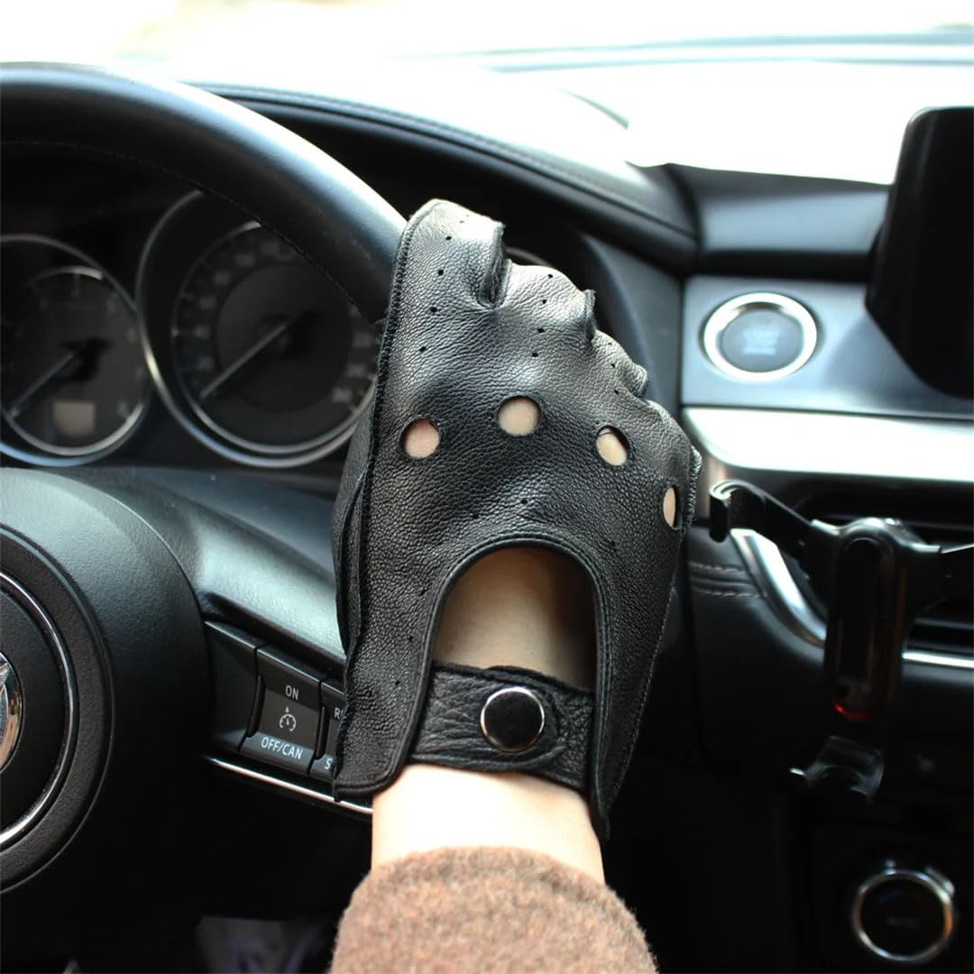 Guantes de cuero para hombre, de una sola capa, sección fina, para montar al aire libre, guantes de motocicleta con dedos completos