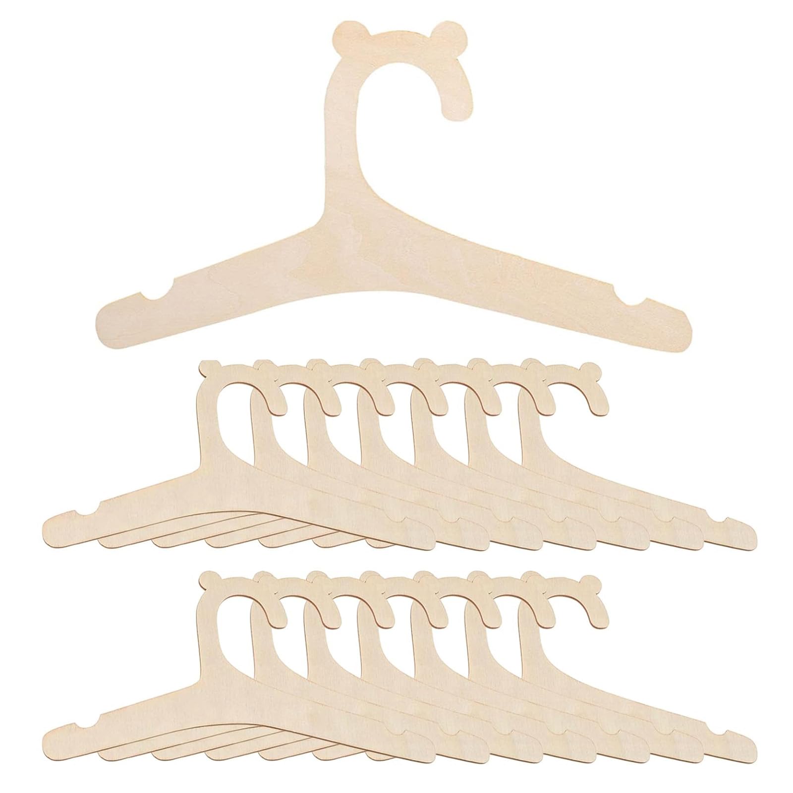 15 Pezzi Appendini in Legno Bambino, Appendini in Legno Antiscivolo per Abiti Bambini, Ideali per Conservazione & DIY, Adatti per Abiti & Pantaloni, Disegno dell'orso