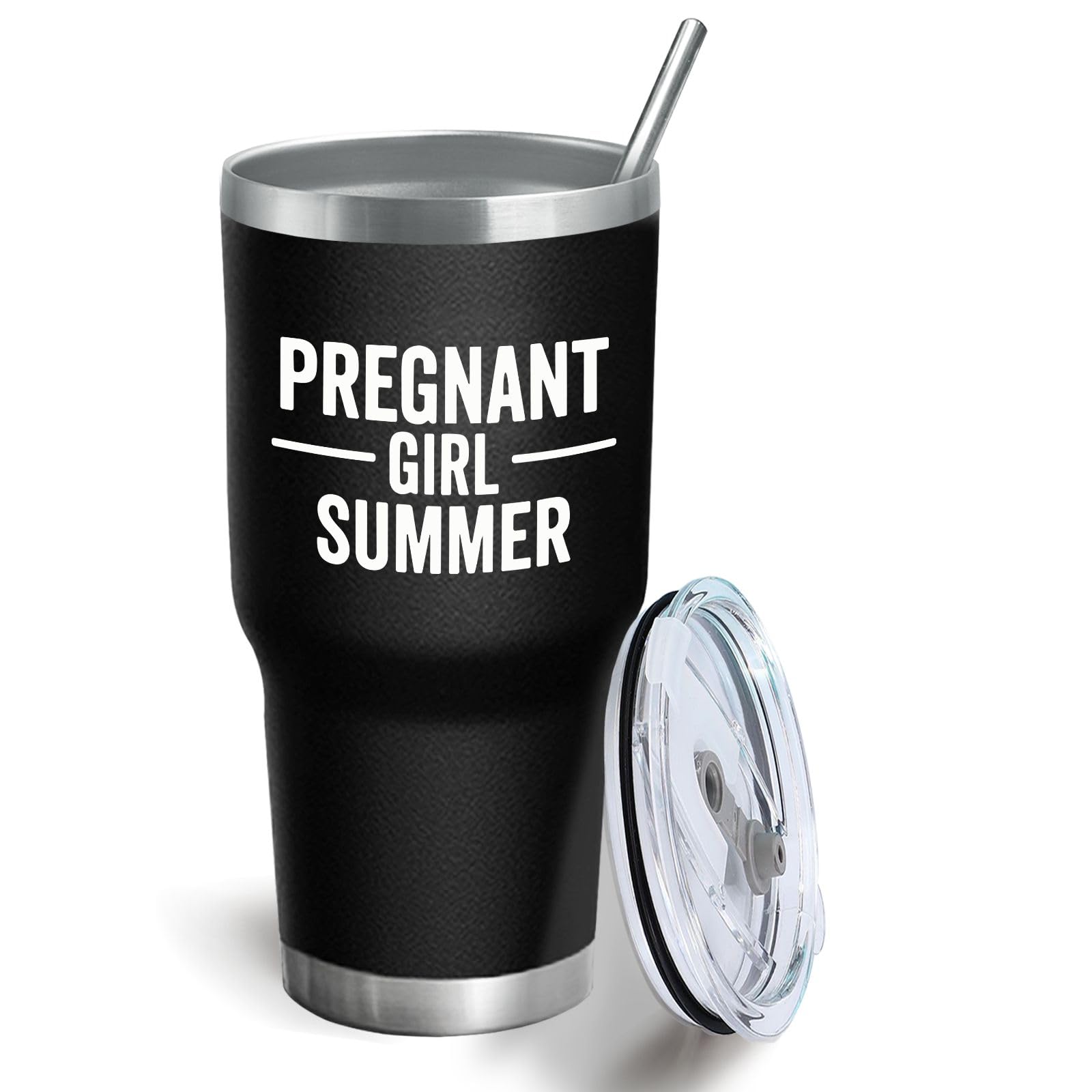 Travel Coffee Tumbler 30 oz pregnant girl summer Tumbler with Lid and Straw Insulated Tumblers Stainless Steel Tumbler