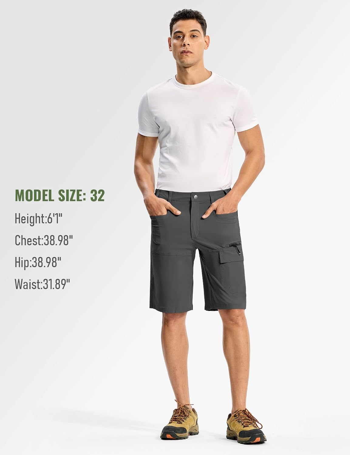 Rdruko Men's Hiking Shorts 9" Quick Dry Lightweight Water Resistant Work Outdoor Shorts with 5 Pockets