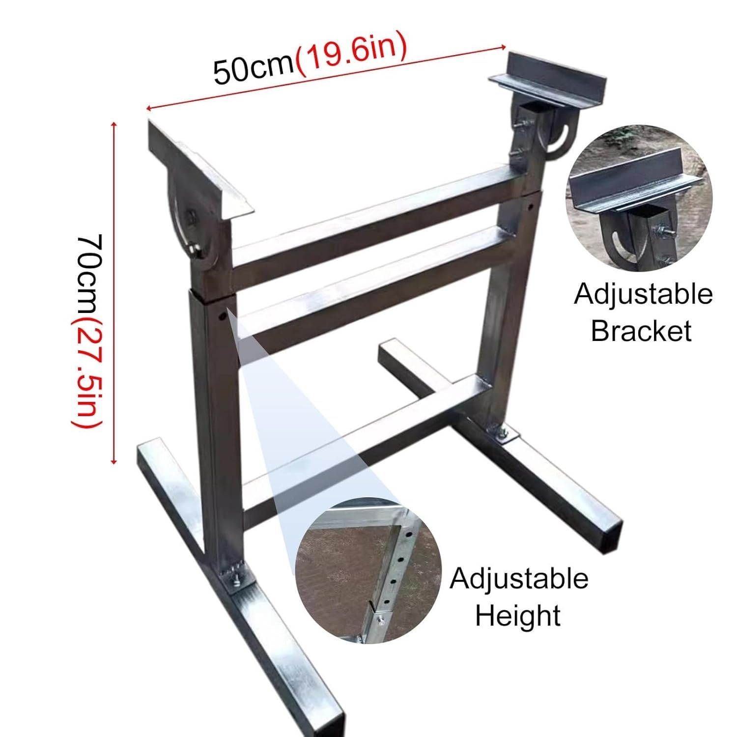 Soporte ajustable de acero inoxidable de 40/50/60/70/80 cm de ancho para sistema de rodillos transportadores, fácil instalación (paquete de 10 unidades de ancho 50 cm), uso industrial resistente