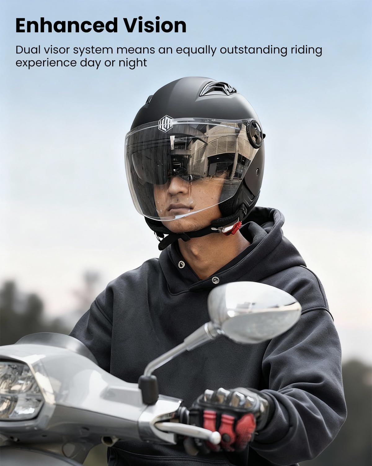 ILM Casco Moto Abierto 3/4 con Doble Visera Hombre Mujer Jet Vintage Retro para Adultos ECE22.06 Homologado Modelo HS399