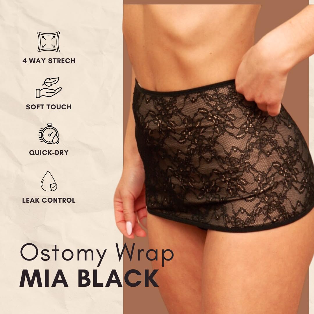 SIIL Fascia per stomia nera Ostomy | Porta sacca per colostomia all'interno | Cintura per stomia | Copri sacca per stomia