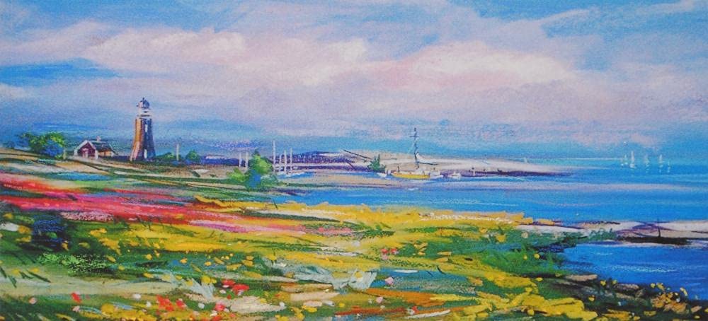 Amazon | 石井清 「花咲く灯台・G」 海 絵画 スウェーデン 風景画 北欧