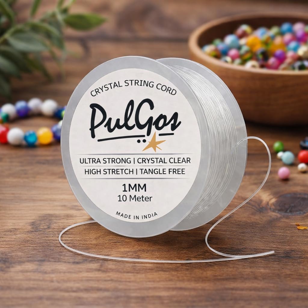 PulGos πππ Pack-π Crystal Elastic Cordβ1.0mm |Round Beading Thread for Bracelet Necklaces DIY Handmade Jewelry Making |Strong & Durable Spool for Crafting Flexible String for Beads & Accessories 1