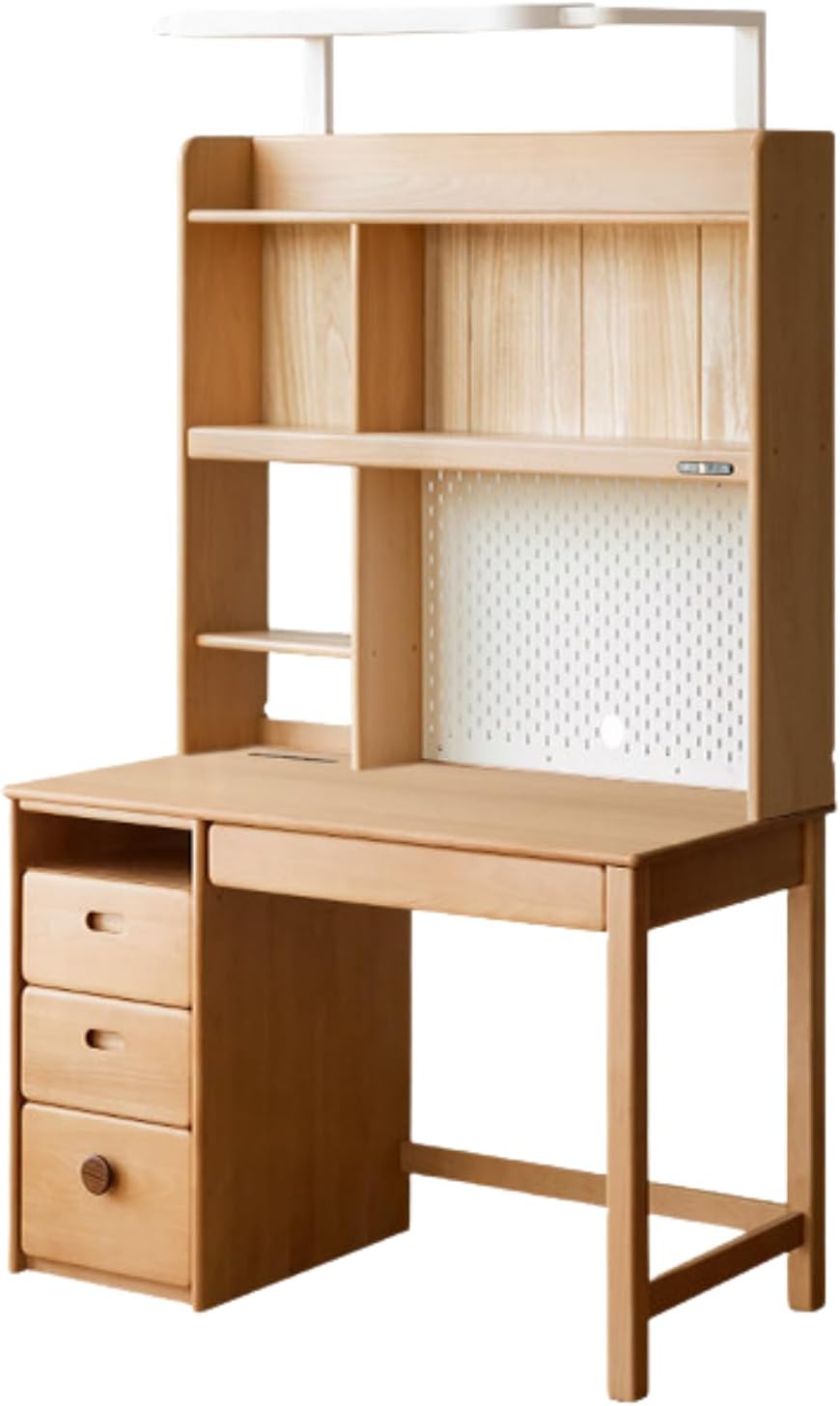 GVAwood Beech Solid Wood Combination Simple Kids Desk 39.4x23.6x29.5 inch/ 100x60x75сm/ Natural Wood Color/Desk