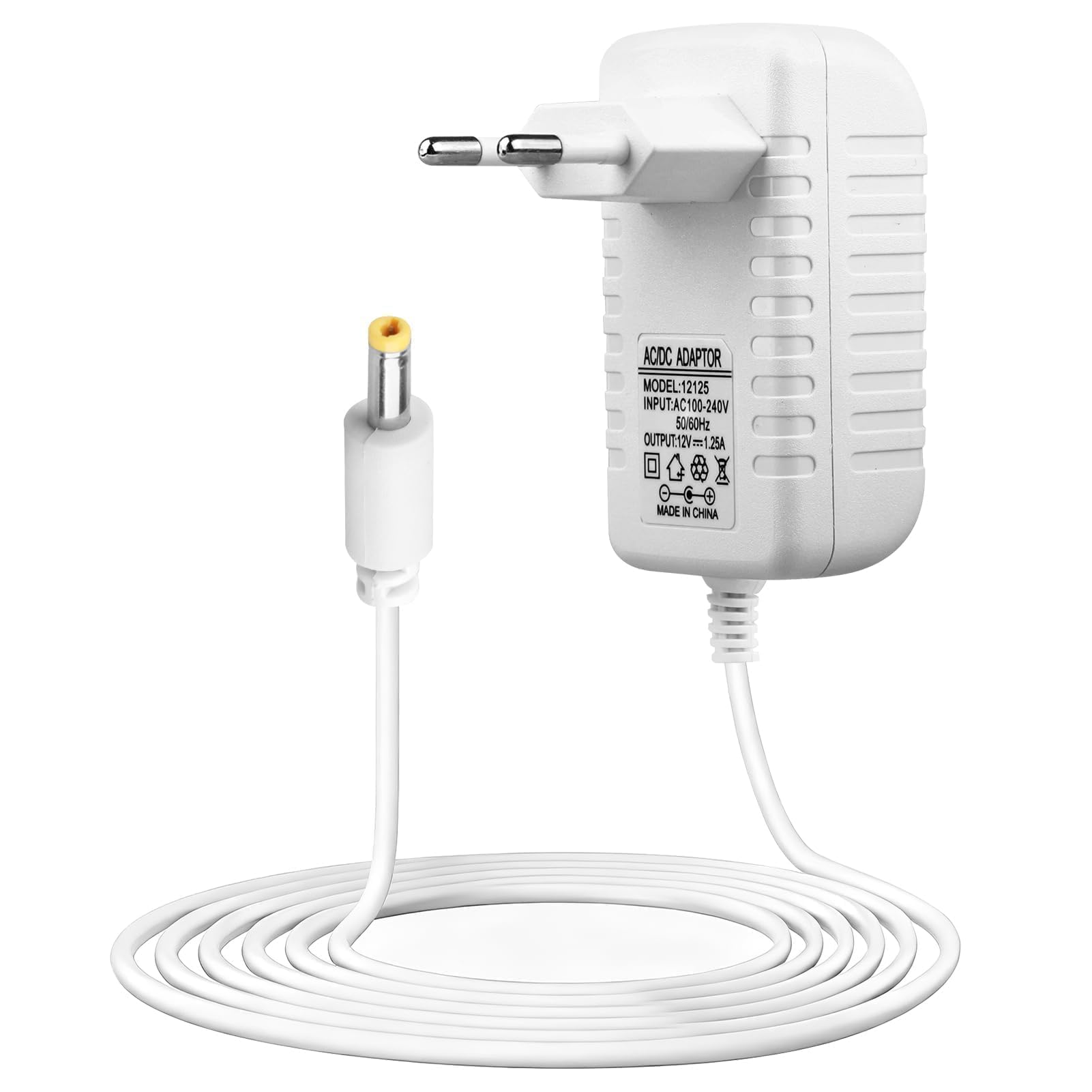 15W Cargador Adaptador para Echo Dot (3ª/4ª/5ª Gen), Echo Dot con Reloj (3ª/4ª/5ª Gen), Echo Dot Kids Edition, Echo Show 5 (1ª/2ª Gen), Echo Spot/Pop Fire TV Cube, 2M 12V/1.25A Fuente de Alimentación