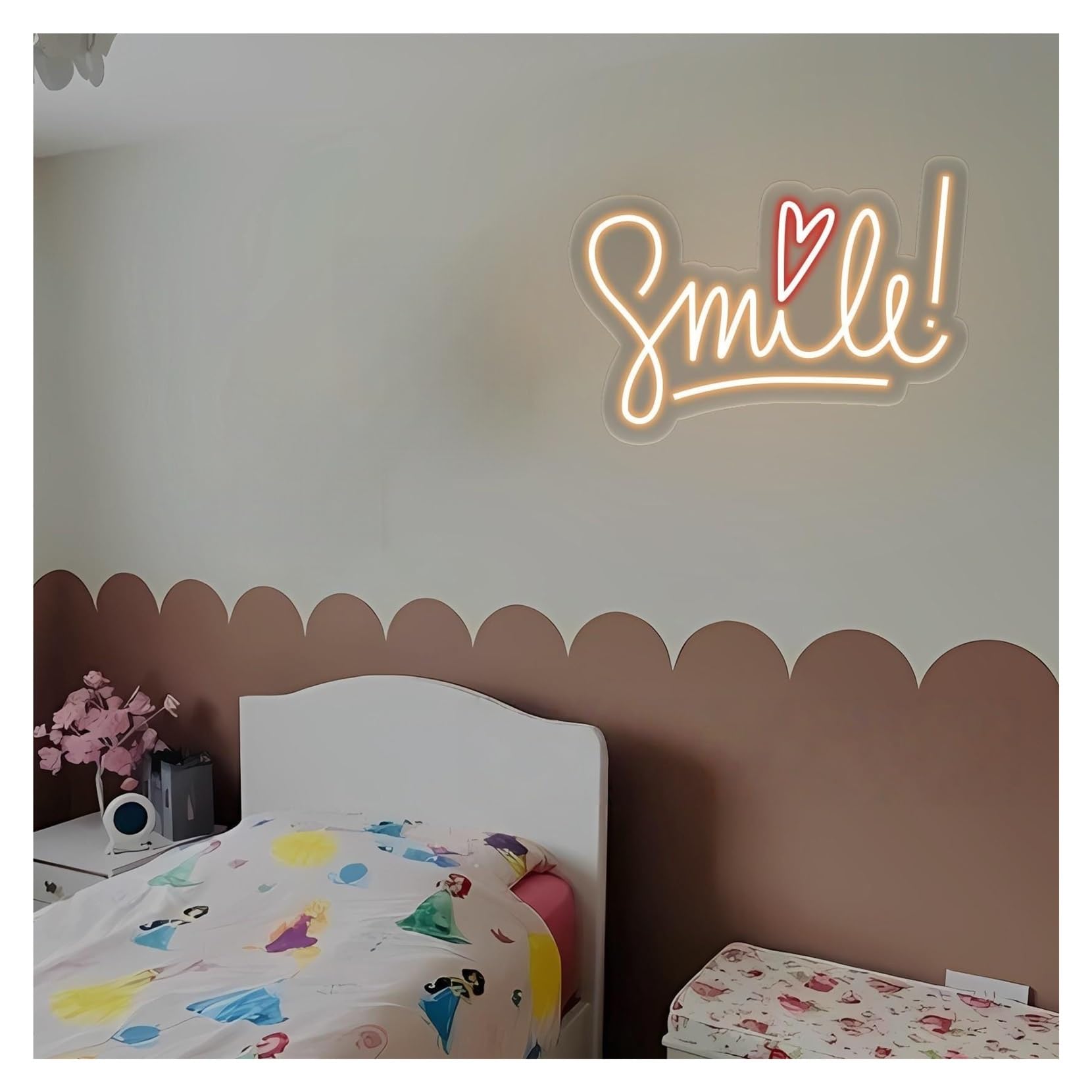 RONGCH Hanging Art Signs Smile Neon Sign, Suitable for Dorm, Kids Room Wall Decor with Dimmable 29cmx40cm(C)