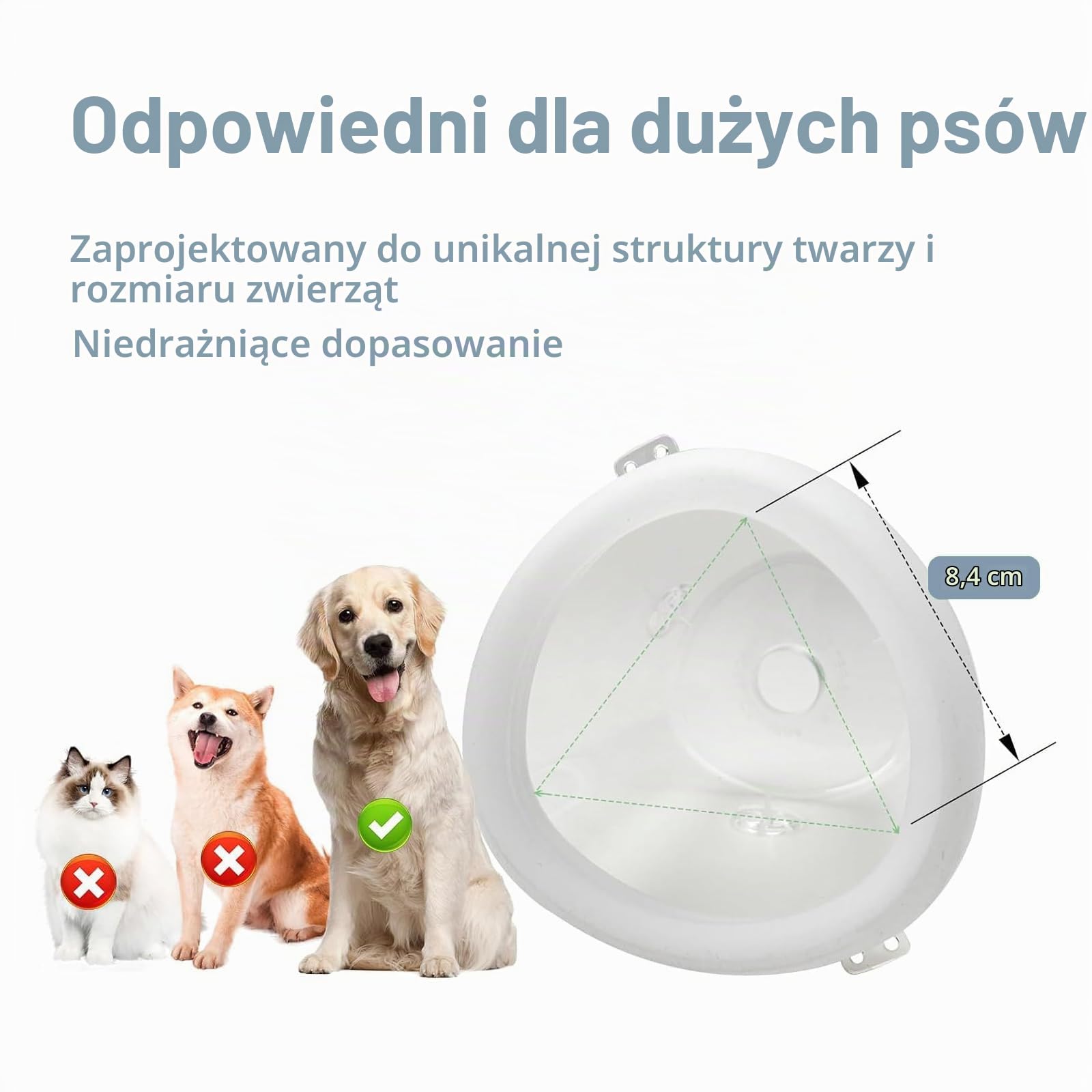 Inhalator dystansowy dla dużych psów, komora aerozolowa dla zwierząt z silikonową maską dużych psów, do pierwszej pomocy w domu lub na zewnątrz (L)