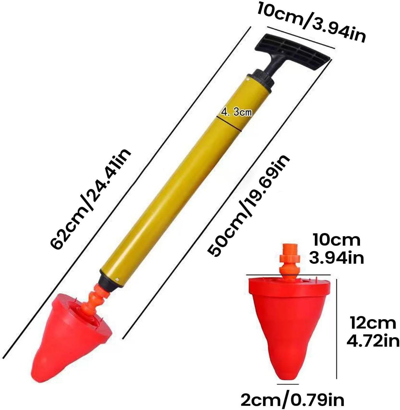 Bathroom Plunger Powerful Heavy Duty Rustproof Drain Unclogger