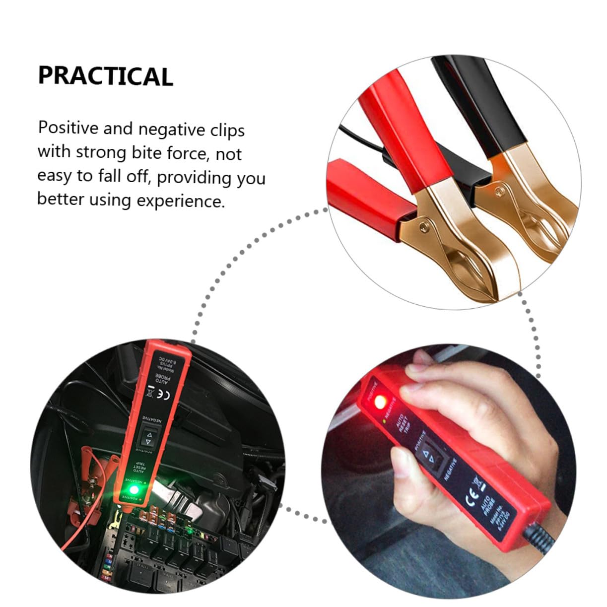 LIFKOME Probador Circuito Automotriz con Alta Sensibilidad Clips Negativo Cable Pies para Continuidad y Polaridad Sistemas Eléctricos