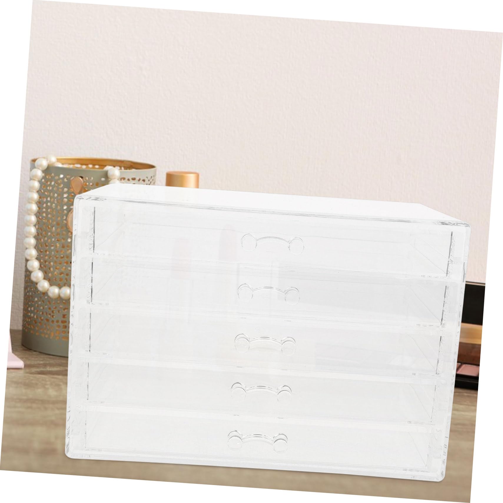 Boîte de Rangement Tiroir à 5 Couches en Acrylique Transparente et Étagère à Bijoux de Bureau Organisateur Multifonction avec Design Pratique pour Bureau
