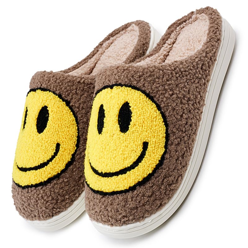 Smile Face Slippers for Women Men Retro Soft Plush Comfy Warm Cloud Slide Happy Face Slippers Memory Foam Cozy Fur Home Shoes Cute Fluffy Fuzzy Slip-on Unisex Slipper Indoor & Outdoor