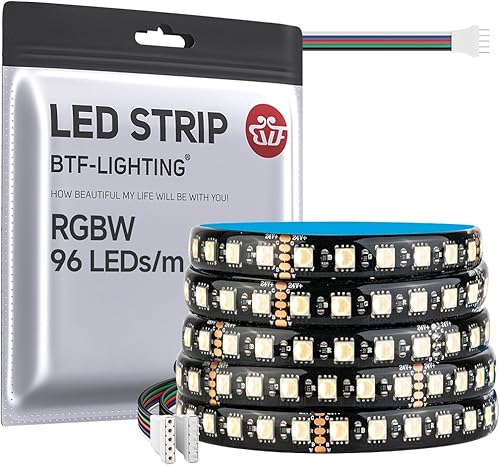 Miniatura 14 de BTF-LIGHTING 5050 RGBW RGB+Blanco Cálido(2700K-3000K) 4 Colores en 1 LED 5m 16.4 pies 96LED/m DC24V Cinta de luces LED multicolor IP30 no blanco