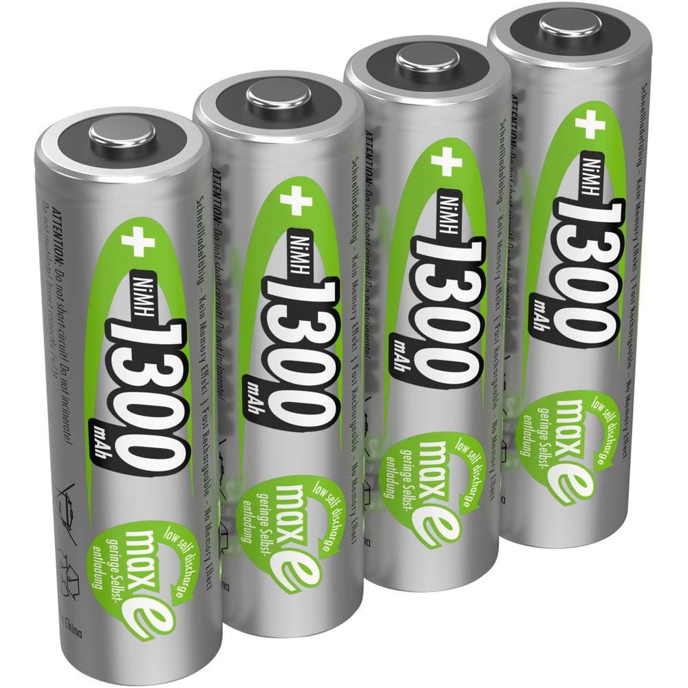 ANSMANN Akumulator AA Mignon 1300 mAh 1,2 V NiMH – akumulatory AA do ponownego ładowania, maks. (niski poziom samorozładowania i wstępnie naładowane), idealny do lampy solarnej (4 sztuki)