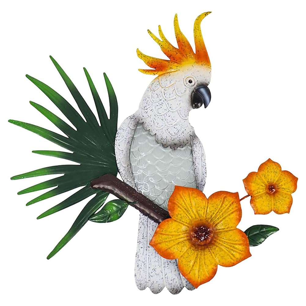 CTRLZS Metal Parrot Wall Art Decor Outdoor Birds Wall Fence Decorations Colorful Parrot Figure for Outdoor Garden Decorations B