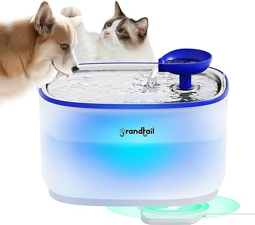Fuente de agua para gatos de acero inoxidable, dispensador de agua para perros con bomba inalámbrica, dispensador de agua para gatos de 101 oz3 L,