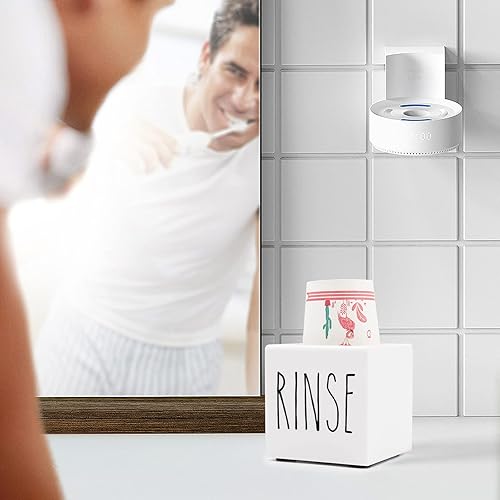 Miniatura 2 de Dispensador de vasos Dixie de acrílico blanco, Soporte de almacenamiento dispensador de vasos de papel desechable, Soporte de vaso Dixie de 35 oz,