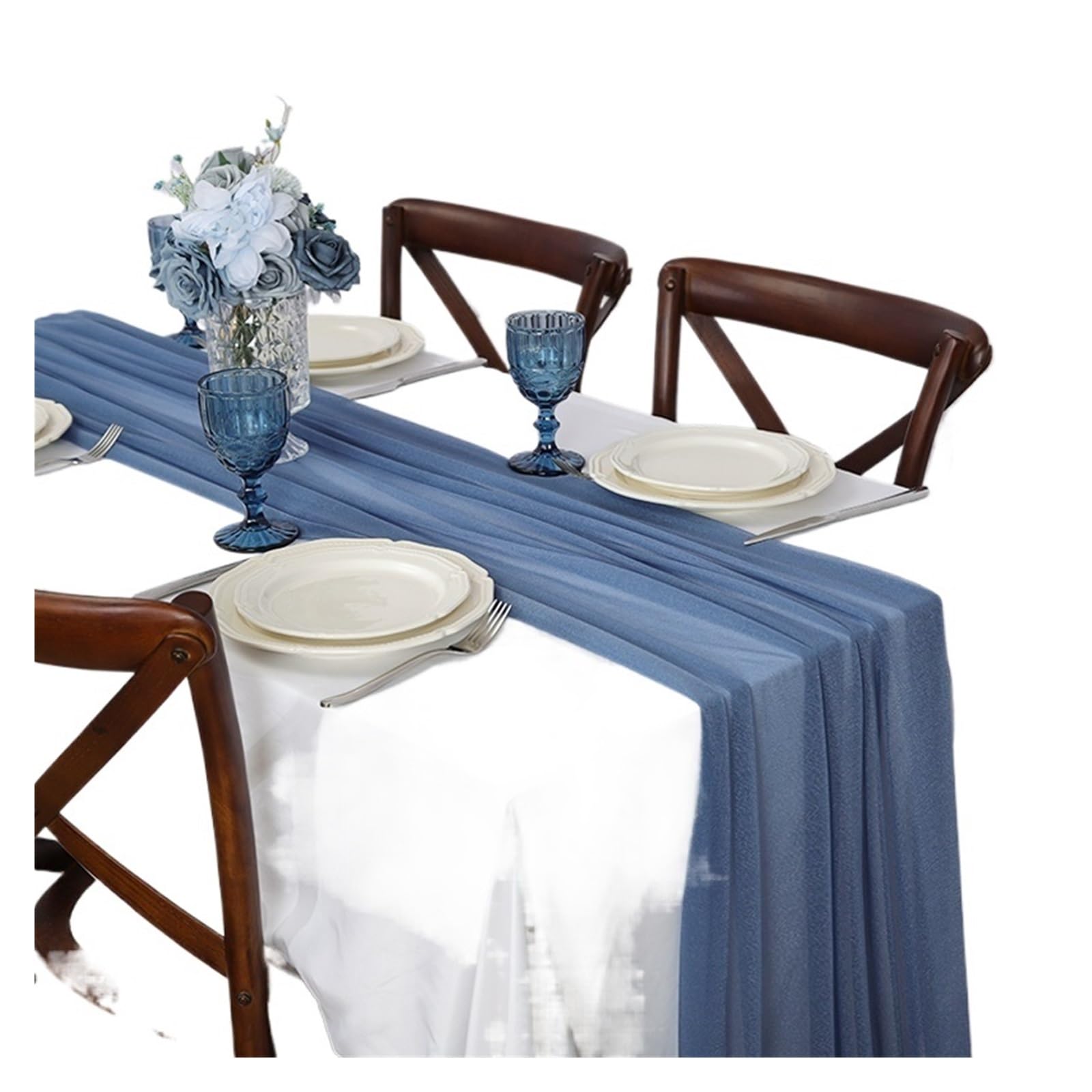 Chiffon Table Runner Chiffon Table Runner Vertical Tablecloth for Decorations Shiny Fabric Merry(Color 6,30x180CM)