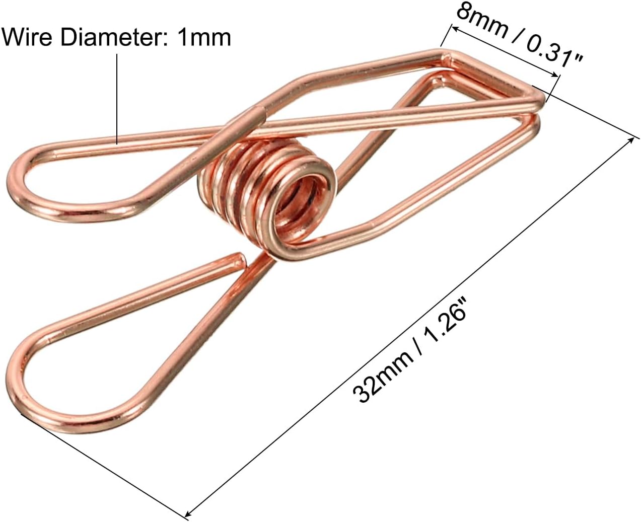 MECCANIXITY 50 Pieces Metal Wire Hollow Out Clips 32mm Cute Mini Binder Paper Clip Rose Gold for Clothes Bill Paper Office Supplies image 2