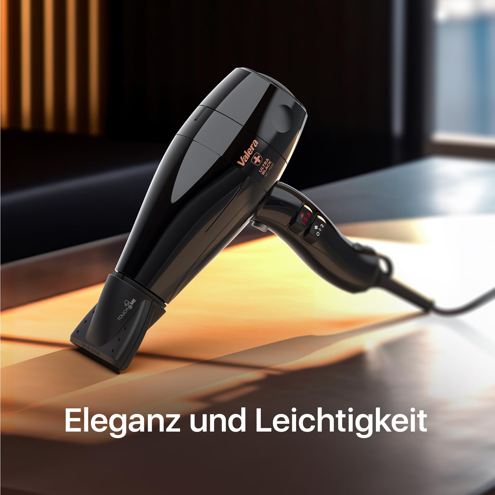 Valera, Swiss Silent Jet Light 7500 Ultrablack, professioneller Haartrockner, Föhn mit leistungsstarkem Motor PM-Pro, 6 Temperaturstufen, Ionen-Generator, verdrehsicheres Super-Flex-Kabel, 2000 W | Black,Föhn mit Leistungsstarkem Motor PM-Pro,6 Temperatur