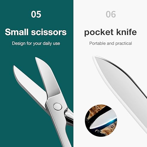 Miniatura 5 de MR.GREEN Cortaúñas multifuncionales de acero inoxidable Seis funciones Cortador de uñas limas de uñas Tijeras de cuchillo pequeño (pequeño)